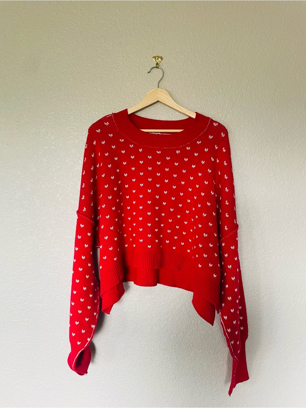 Free People Easy Street Sweater | Red all over Hearts